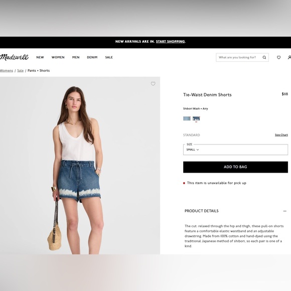 Madewell Denim Tie-Waist Shorts - Size Small - NEW WITH TAGS!! women’s - Picture 11 of 11